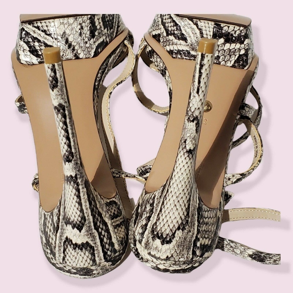 PELLE Moda Sandals Olya Sandal In Black White Snake Print Size 8 - Picture 6 of 11
